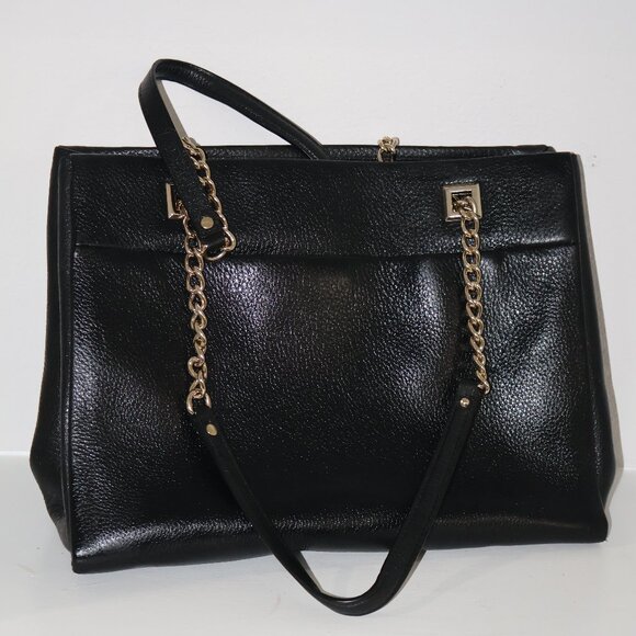 Kate Spade New York Womens Black Leather Chain Strap Inner Pocket Shoulder Bag - Picture 2 of 13